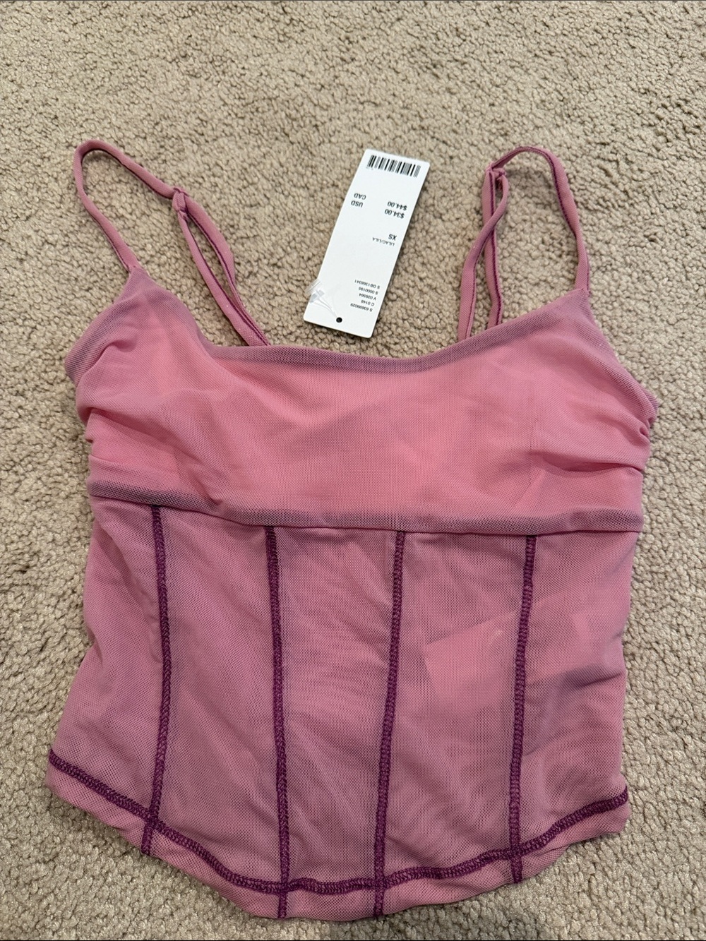 Urban outfitters Mauve Mesh Corset-Style Cami crop Top sz xs nwt